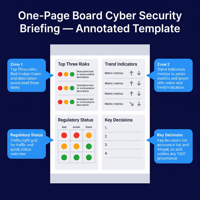 One-page board cyber security briefing annotated template